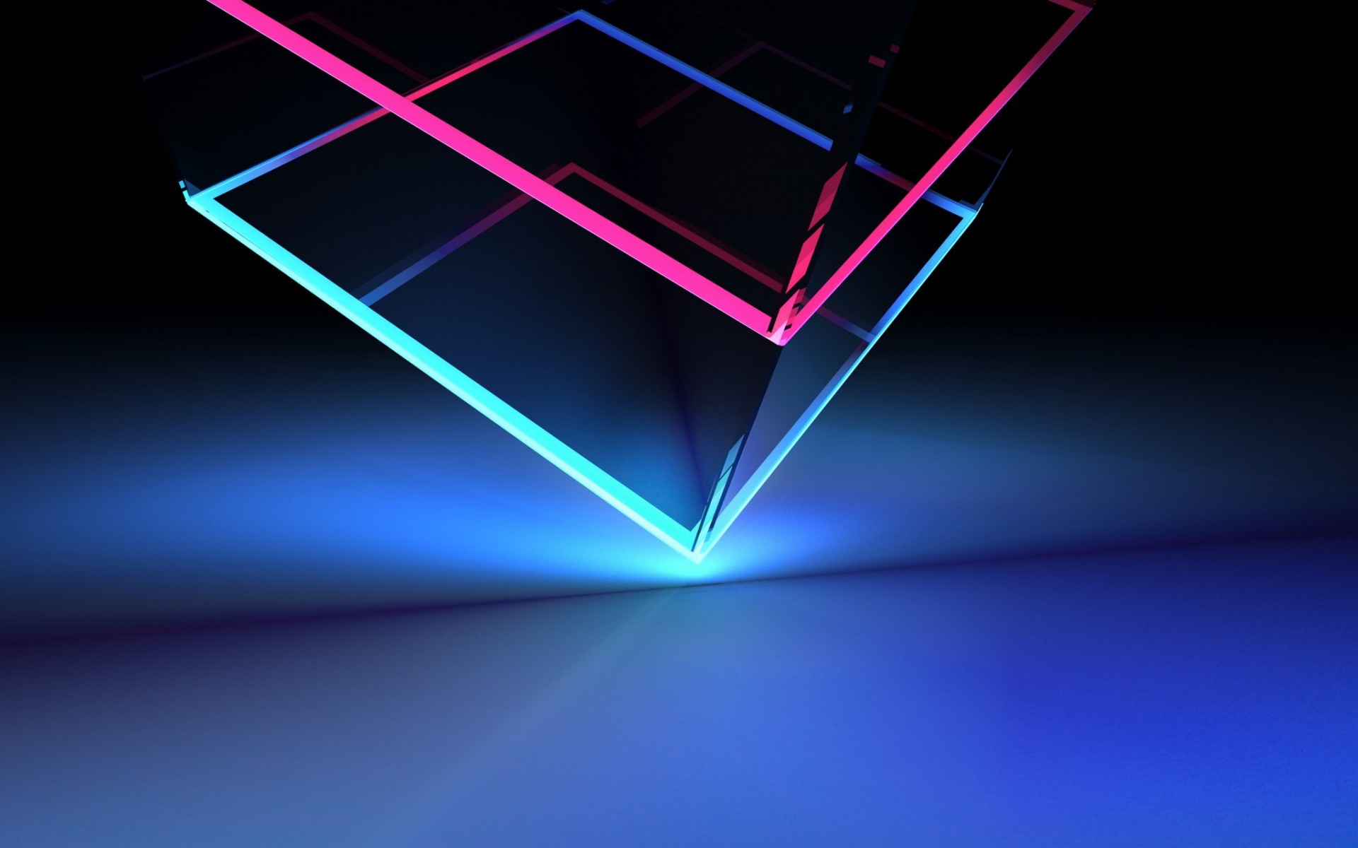 glass-cube-bright-neon-lines-backlight-stock-wallpaper-htc-u12-plus